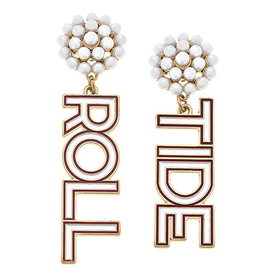 Alabama Roll Tide Enamel Drop Earrings