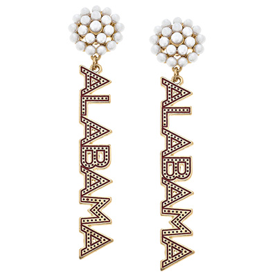 Alabama Pearl Cluster Enamel Drop Earrings