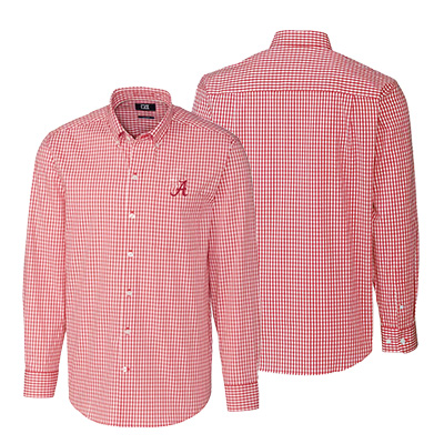 Alabama Script A Easy Care Stretch Gingham Long Sleeve Button Down Shirt