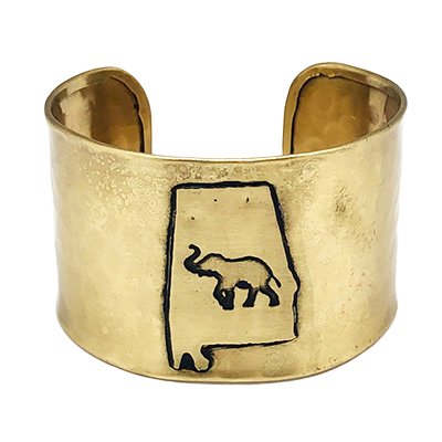 Alabama With Elephant Adjustable Cuff Bracelet