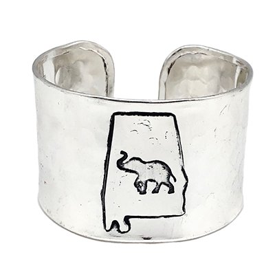 Alabama With Elephant Adjustable Cuff Bracelet