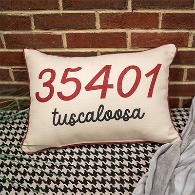 Tuscaloosa 35401 Traditional  Zip Code Pillow With Accent
