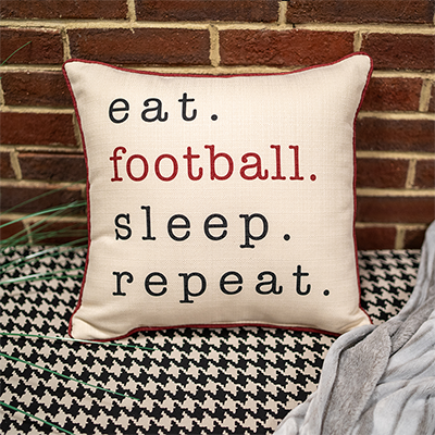 Eat Sleep Football Repeat Pillow With Piping