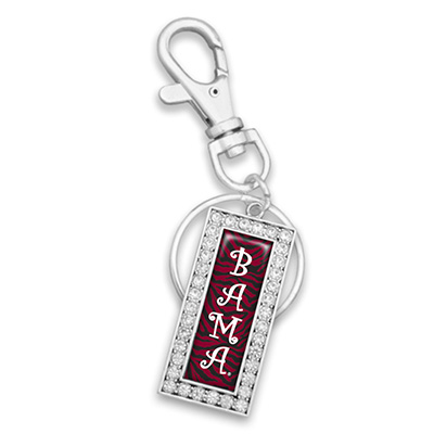 Alabama Crimson Tide Bama Zebra Drop Rectangle Keychain