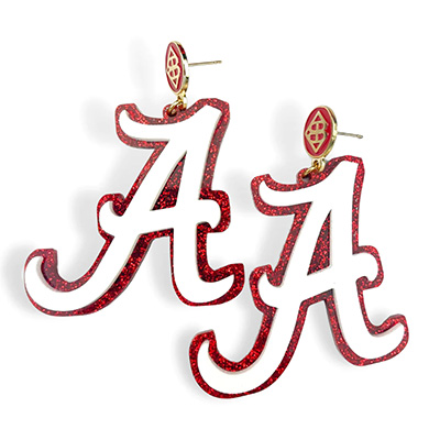 Alabama Script A Glitter Earrings