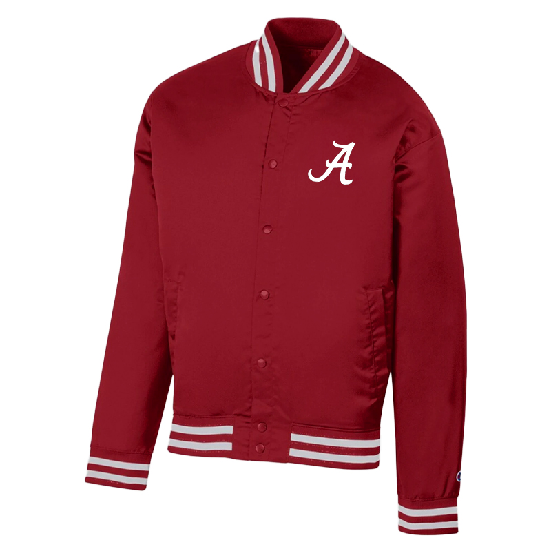 Alabama Script A Super Fan Satin Bomber Jacket University of