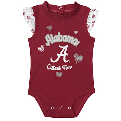 HAPPY HEARTS ALABAMA CRIMSON TIDE 2 PC SHORT SLEEVE CREEPER SET