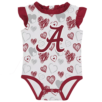 HAPPY HEARTS ALABAMA CRIMSON TIDE 2 PC SHORT SLEEVE CREEPER SET