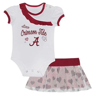 Alabama Crimson Tide Love My Team Short Sleeve Creeper And Skirt Set