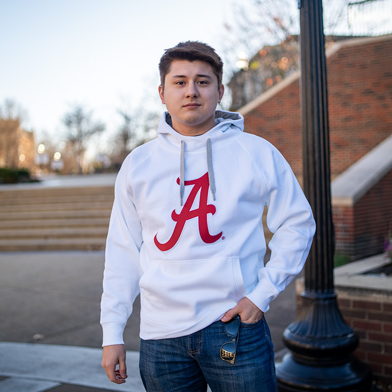 Alabama Script A Applique Victory Pullover Hood University of Alabama Supply Store