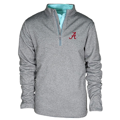 ALABAMA SCRIPT A STERLING 1/4 ZIP HONEYCOMB PULLOVER