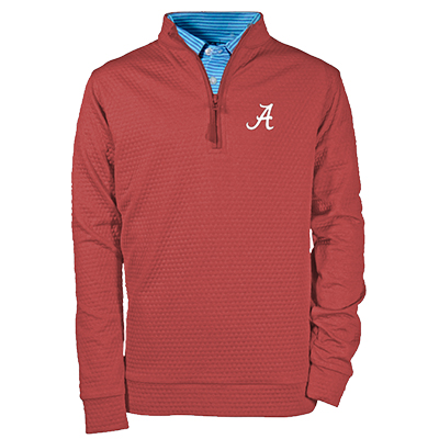 ALABAMA SCRIPT A STERLING 1/4 ZIP HONEYCOMB PULLOVER