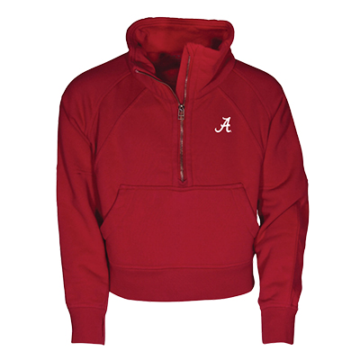 ALABAMA SCRIPT A DAWN 1/2 ZIP CROPPED FLEECE