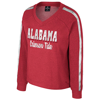 Alabama Treasure V-Neck Long Sleeve Fleece With Silver Glitter Foil