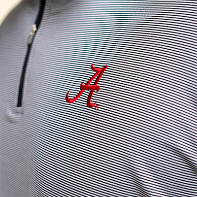 ALABAMA SCRIPT A PERTH MINI STRIPE PERFORMANCE QUARTER ZIP