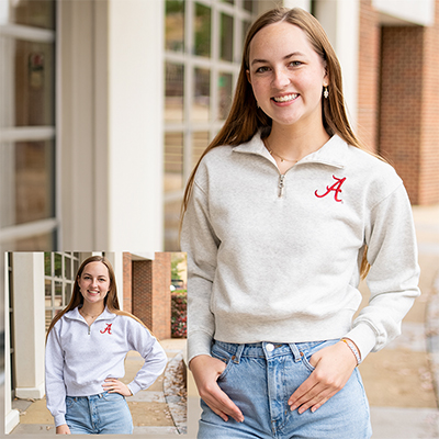 Alabama Script A Sport Quarter Zip Cropped Sweatshirt