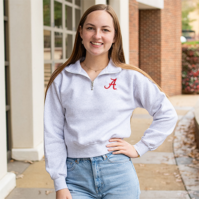 ALABAMA SCRIPT A SPORT QUARTER ZIP CROPPED SWEATSHIRT