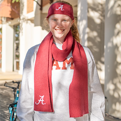 Alabama Script A Fashion Knit Scarf
