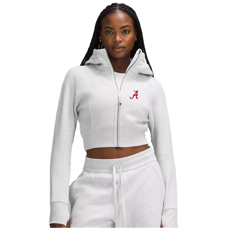 Scuba Full Zip Cropped Hoodie With Script A University of Alabama Supply Store