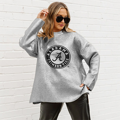 Alabama Shine Down Oversized Metallic Loose Knit Sweater
