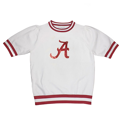 Alabama Script A Sequin Varsity Short Sleeve Sweater