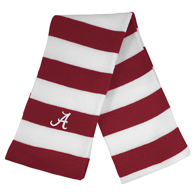 Alabama Script A Rugby Striped Infinity Scarf