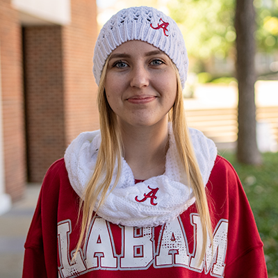 Alabama Script A Cable Knit Cowl Neck Scarf