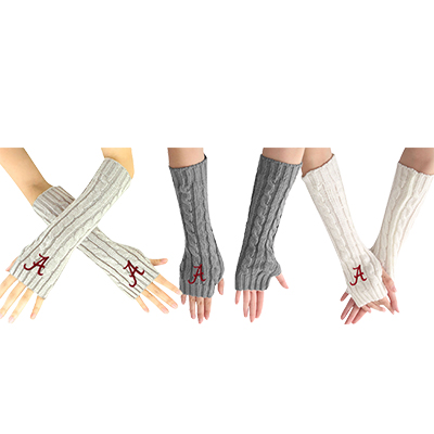 Alabama Script A Cable Knit Arm Warmers