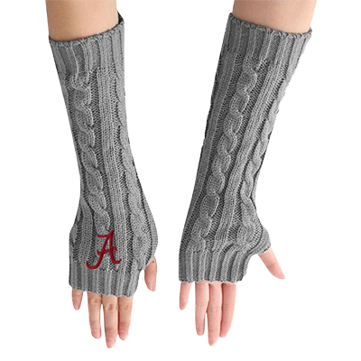 ALABAMA SCRIPT A CABLE KNIT ARM WARMERS