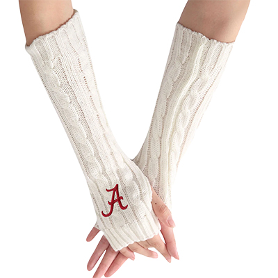 ALABAMA SCRIPT A CABLE KNIT ARM WARMERS
