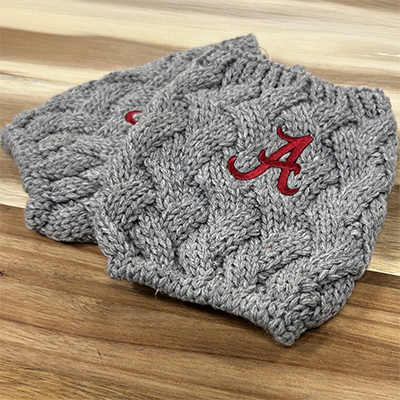 ALABAMA SCRIPT A KNIT BOOT CUFFS