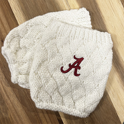 ALABAMA SCRIPT A KNIT BOOT CUFFS