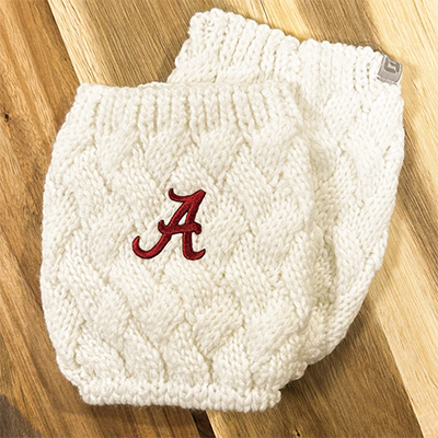 ALABAMA SCRIPT A KNIT BOOT CUFFS