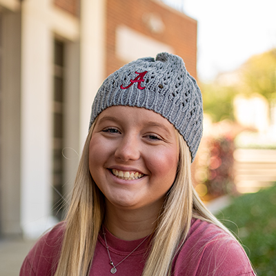 ALABAMA SCRIPT A CROCHET KNIT BUN HAT