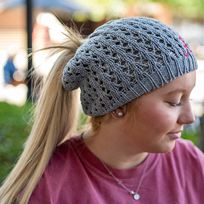 ALABAMA SCRIPT A CROCHET KNIT BUN HAT