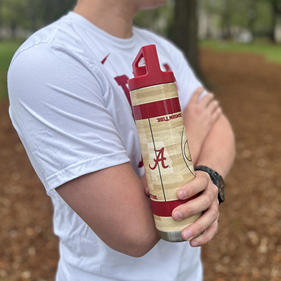 Alabama Script A State Logo Basketball Court Printed Stainless Steel Bottle