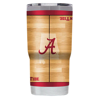 Alabama Script A State Logo Basketball Court Printed Stainless Steel Tumbler