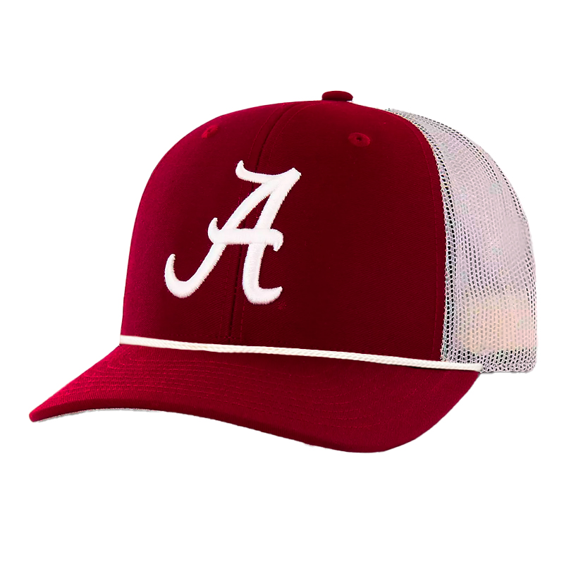 Alabama Script A Trucker Cap With Rope (SKU 14006401112) Alabama Script A Trucker Cap With Rope (SKU 14006401112)
