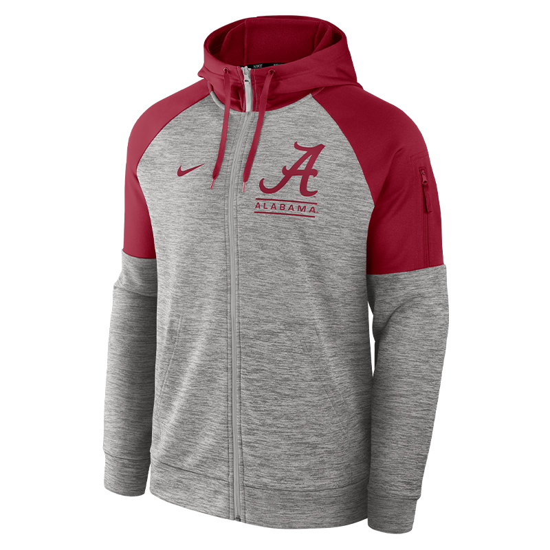 Alabama Script A Left Chest Nike Full Zip Fitness Hoodie (SKU 14024085324) Alabama Script A Left Chest Nike Full Zip Fitness Hoodie (SKU 14024085324)