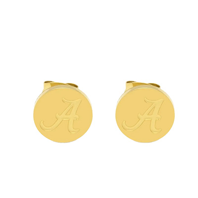 Gold Script A Earrings