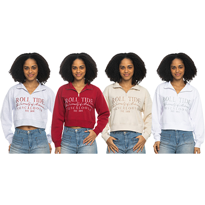 Alabama Cropped 1/4 Zip Sweatshirt