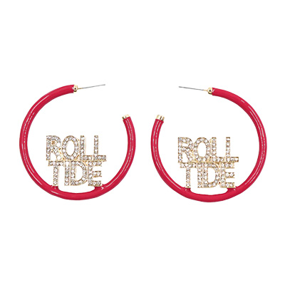 Roll Tide Pave Hoop Earrings