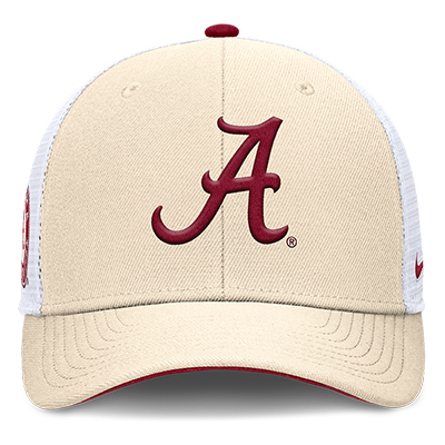 Alabama Script A Two-Tone Nike Primetime Rise Structured Trucker Cap