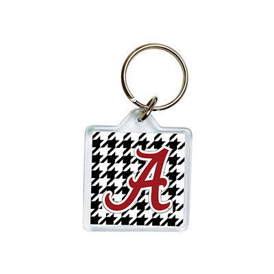 Houndstooth Script A Square Acrylic Key Tag