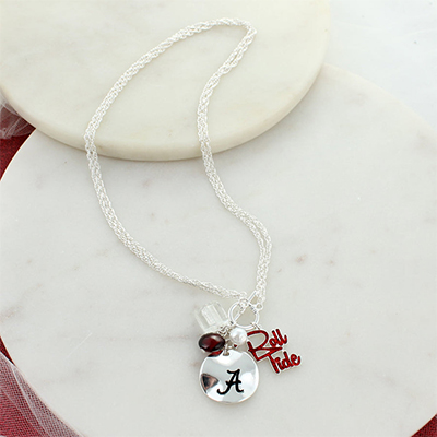 Alabama Script A Disc & Roll Tide Cluster Convertible Necklace