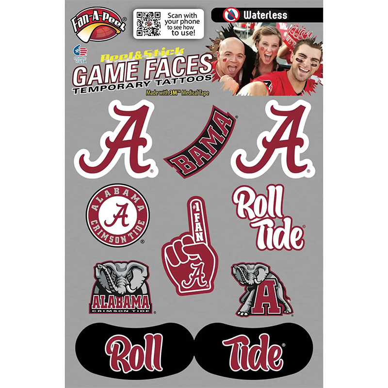 Alabama Combo Sheet Waterless Peel And Stick Tattoos - main view