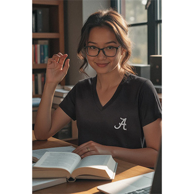 Alabama V-Neck T-Shirt Large Script A
