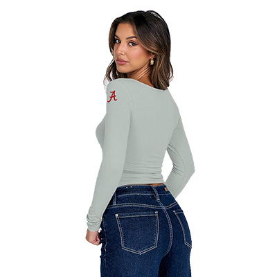 ALABAMA SCRIPT A LONG SLEEVE SQUARE NECK TOP (1417291541) ALABAMA SCRIPT A LONG SLEEVE SQUARE NECK TOP