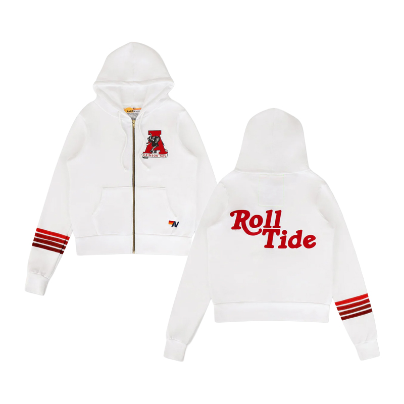 Alabama Roll Tide Full Zip Hoodie With Stripes - main view