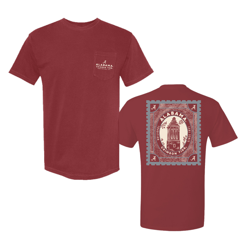 Alabama Denny Chimes Stamp Comfort Color Pocket T-Shirt (SKU 14185311102) Alabama Denny Chimes Stamp Comfort Color Pocket T-Shirt (SKU 14185311102)